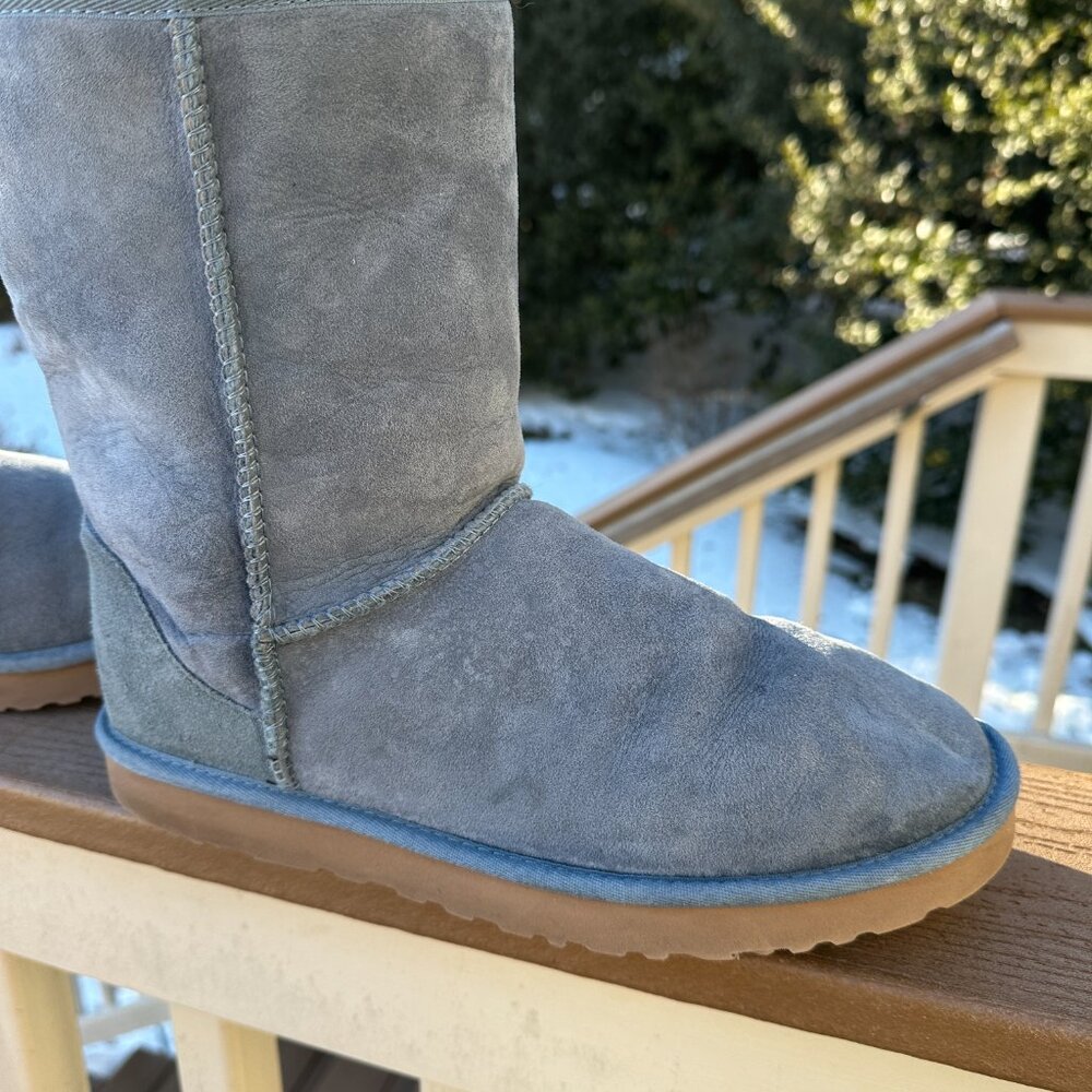 UGG Classic Short 5825 Blue Suede Round Toe Pull On Snow Boots Women Sz 11 - Picture 5 of 16